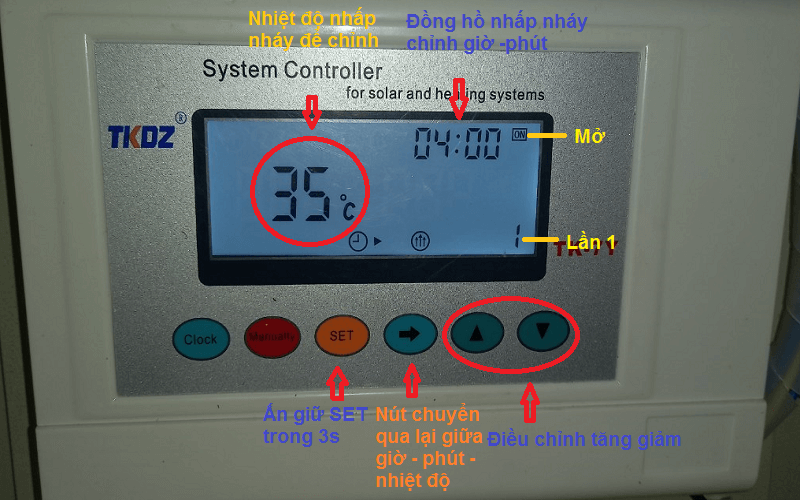 Cài thời gian mở lần 1