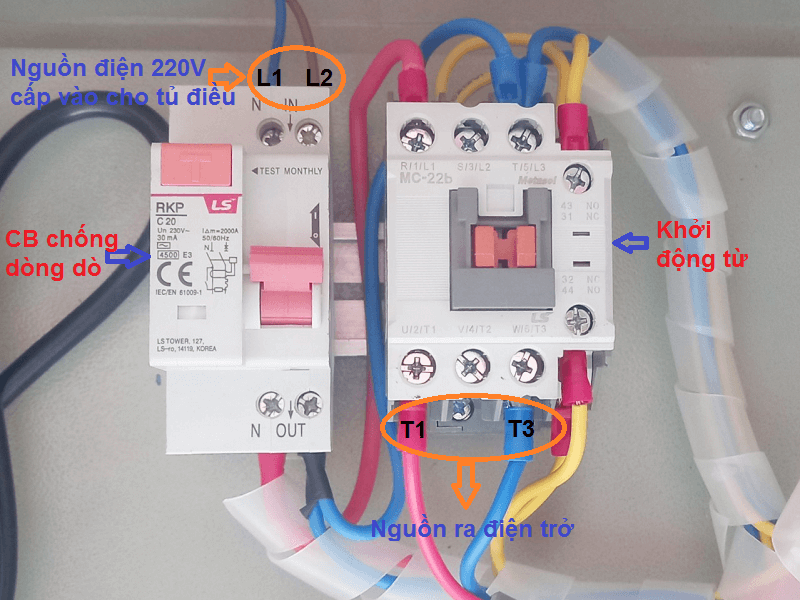 Đấu nguồn cho điện trở phi 27